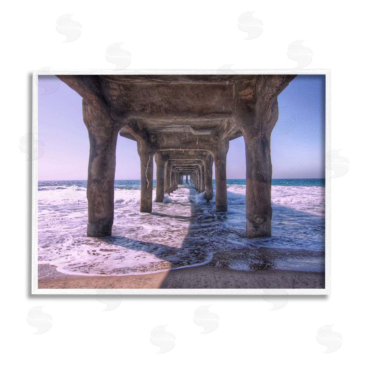 Jeff Poe Photography Waves Under Dock White Framed Giclee Wall Artside_