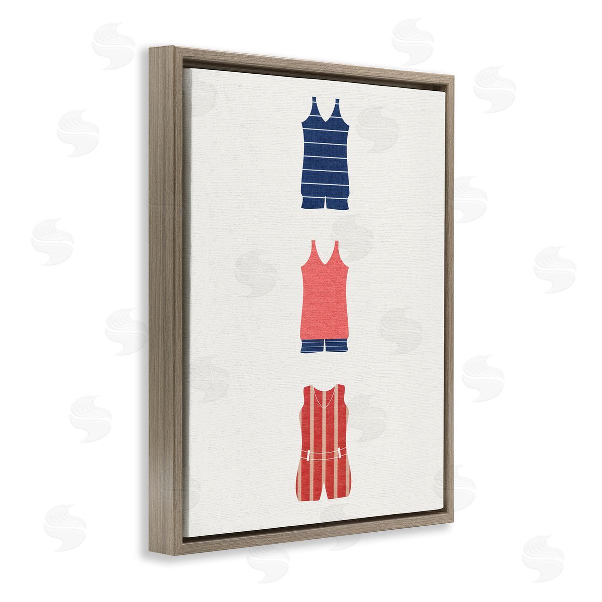 Stupell Studio Nautical Swim Clothes Brown Floater Frame Canvas Artside_