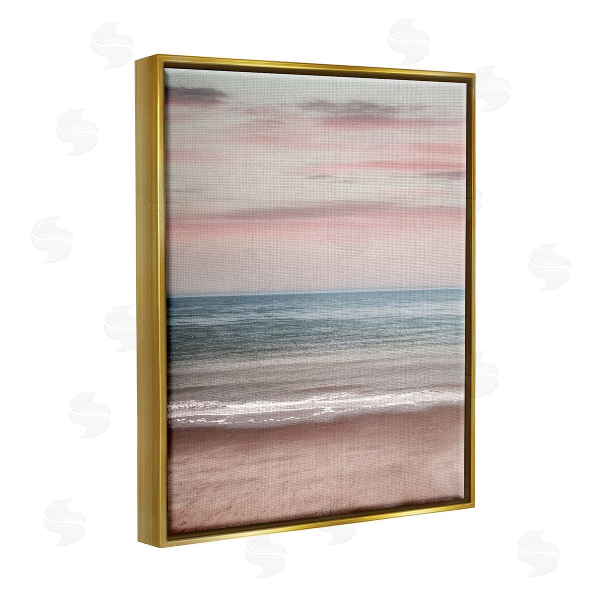 Stupell Studio Pastel Shore Sunrise Gold Floater Frame Canvas Artside_