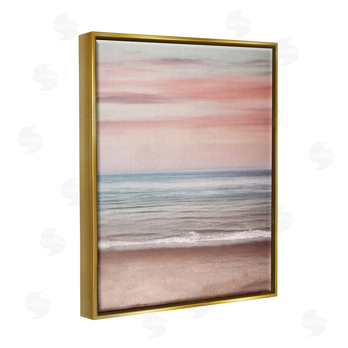 Stupell Studio Pastel Shore Sunset Gold Floater Frame Canvas Artside_