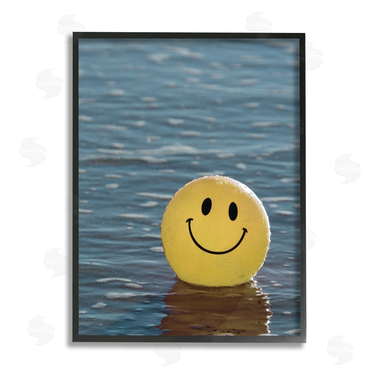 Stupell Studio Smiley Beach Ball Black Framed Giclee Wall Artside_