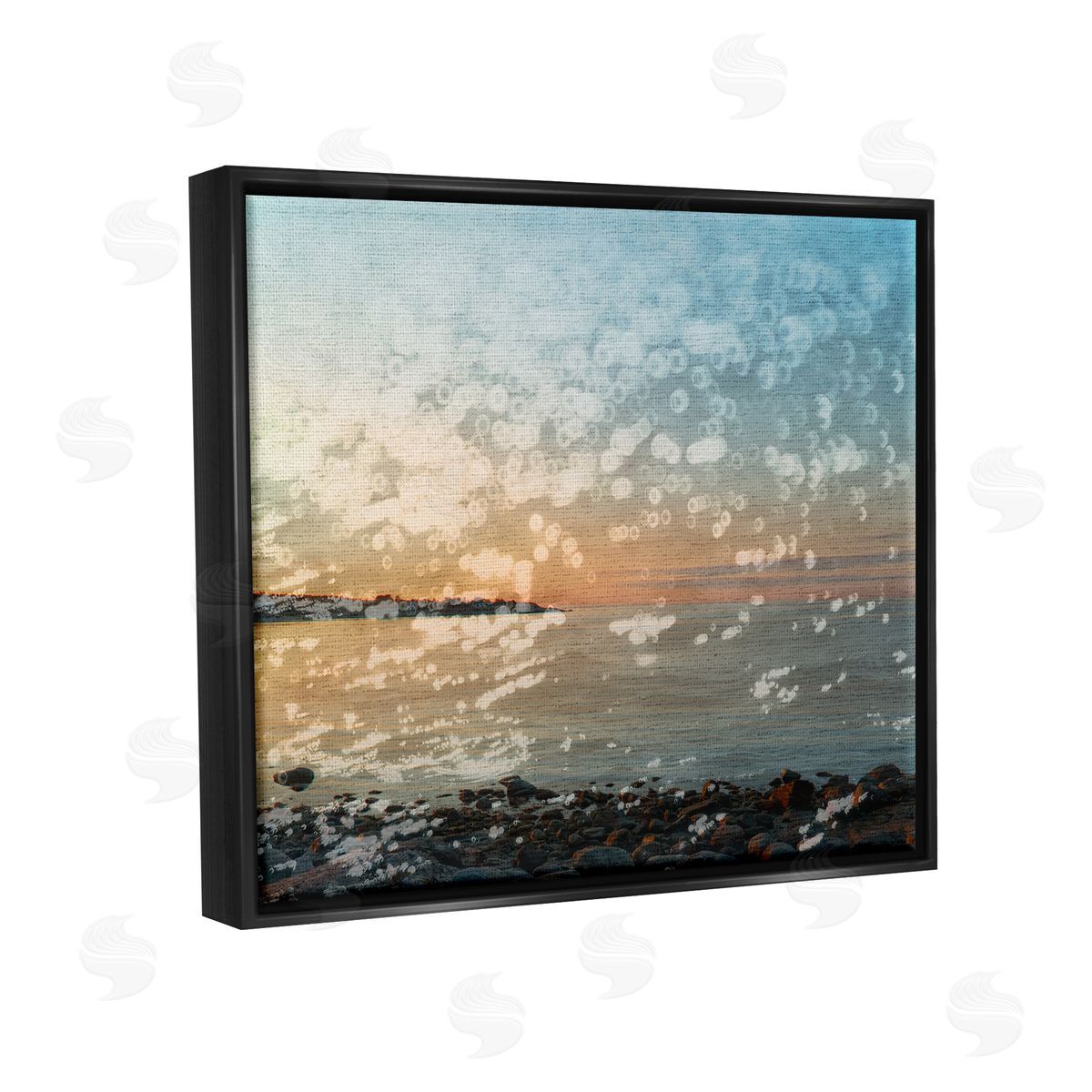 Stupell Studio Abstract Beach Splash Black Floater Frame Canvas Artside_