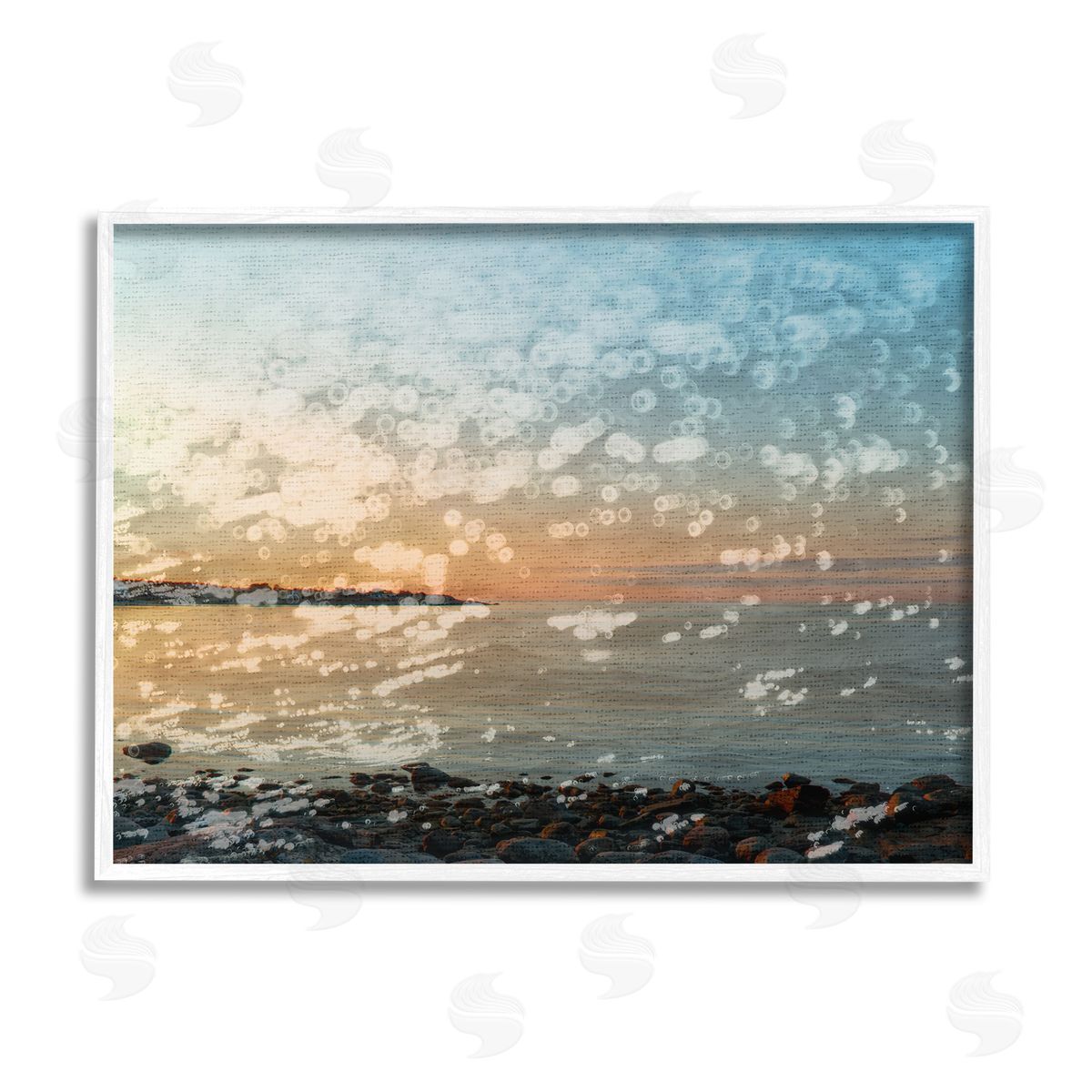 Stupell Studio Abstract Beach Splash White Framed Giclee Wall Artside_
