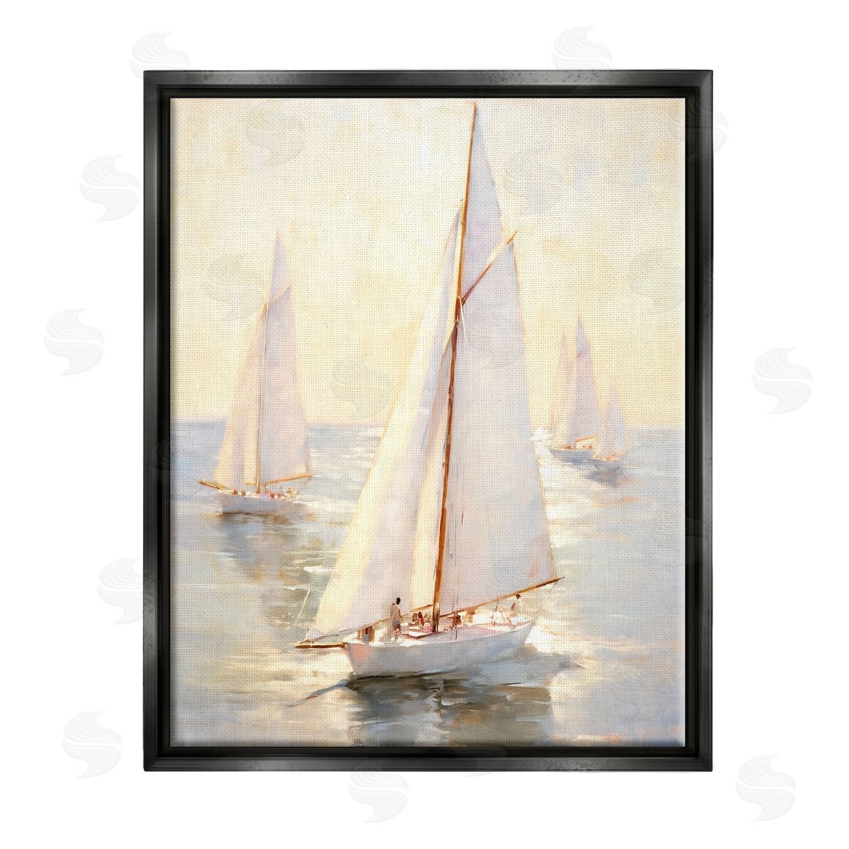 Ray Powers Sunlit Sailboats Painting Black Floater Frame Canvas Artside_