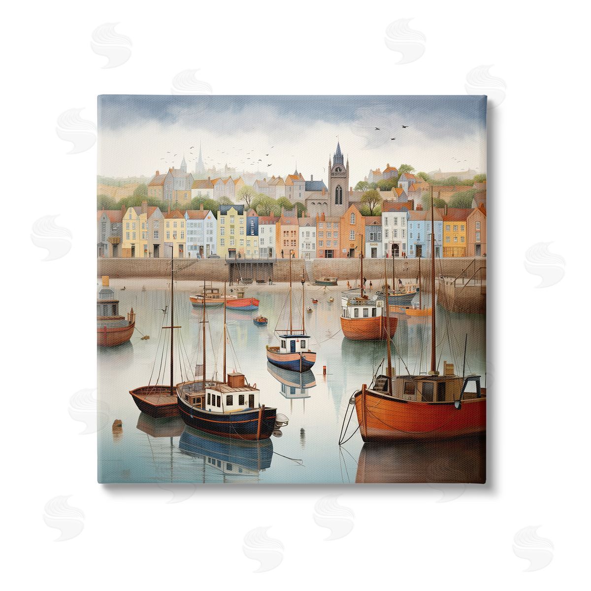 Ray Powers Seaside City Harbor Canvas Wall Art