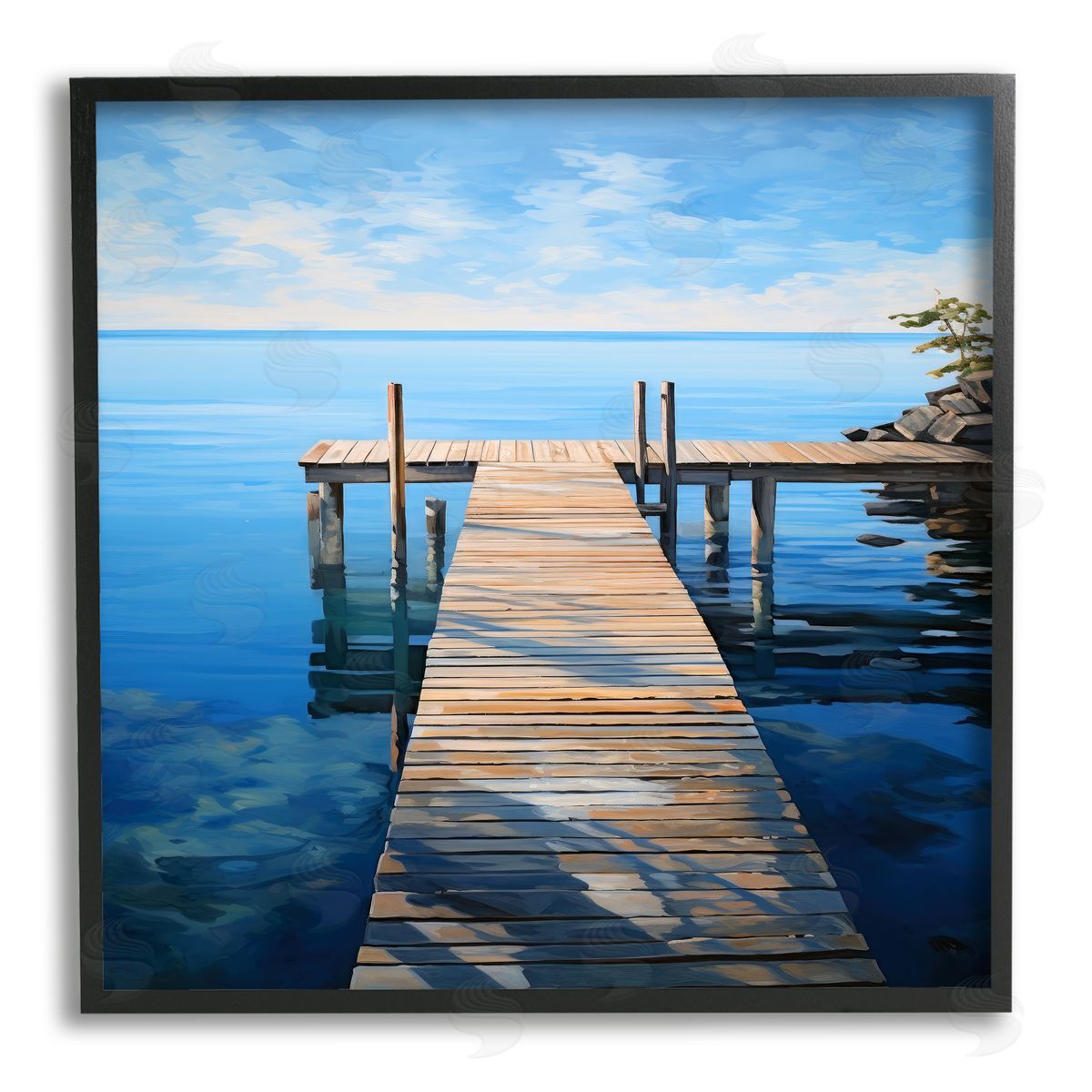 Ray Powers Seaside Dock Boardwalk Black Framed Giclee Wall Artside_
