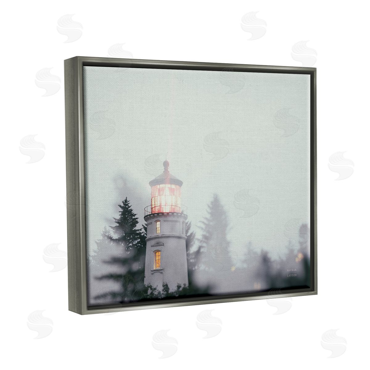 Nathan Larson Oregon Coast Lighthouse Gray Floater Frame Canvas Artside_