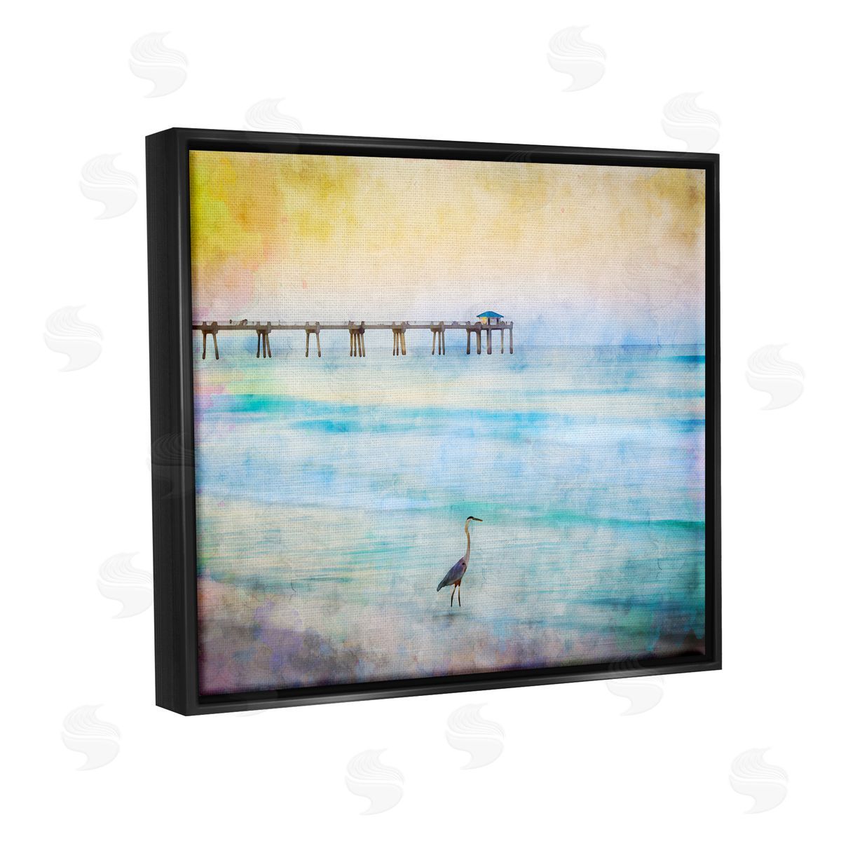 Daniel Sproul Abstract Heron on Shore Black Floater Frame Canvas Artside_