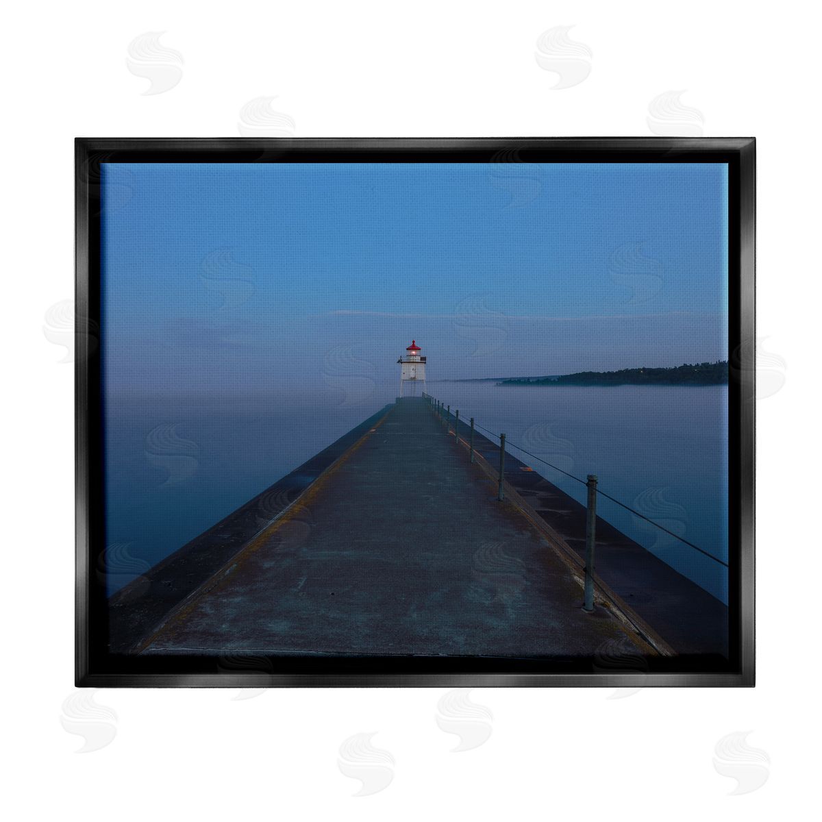 Daniel Sproul Lighthouse at Night Black Floater Frame Canvas Artside_