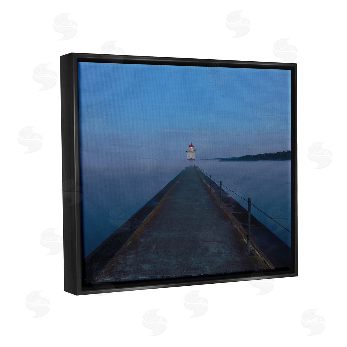 Daniel Sproul Lighthouse at Night Black Floater Frame Canvas Artside_