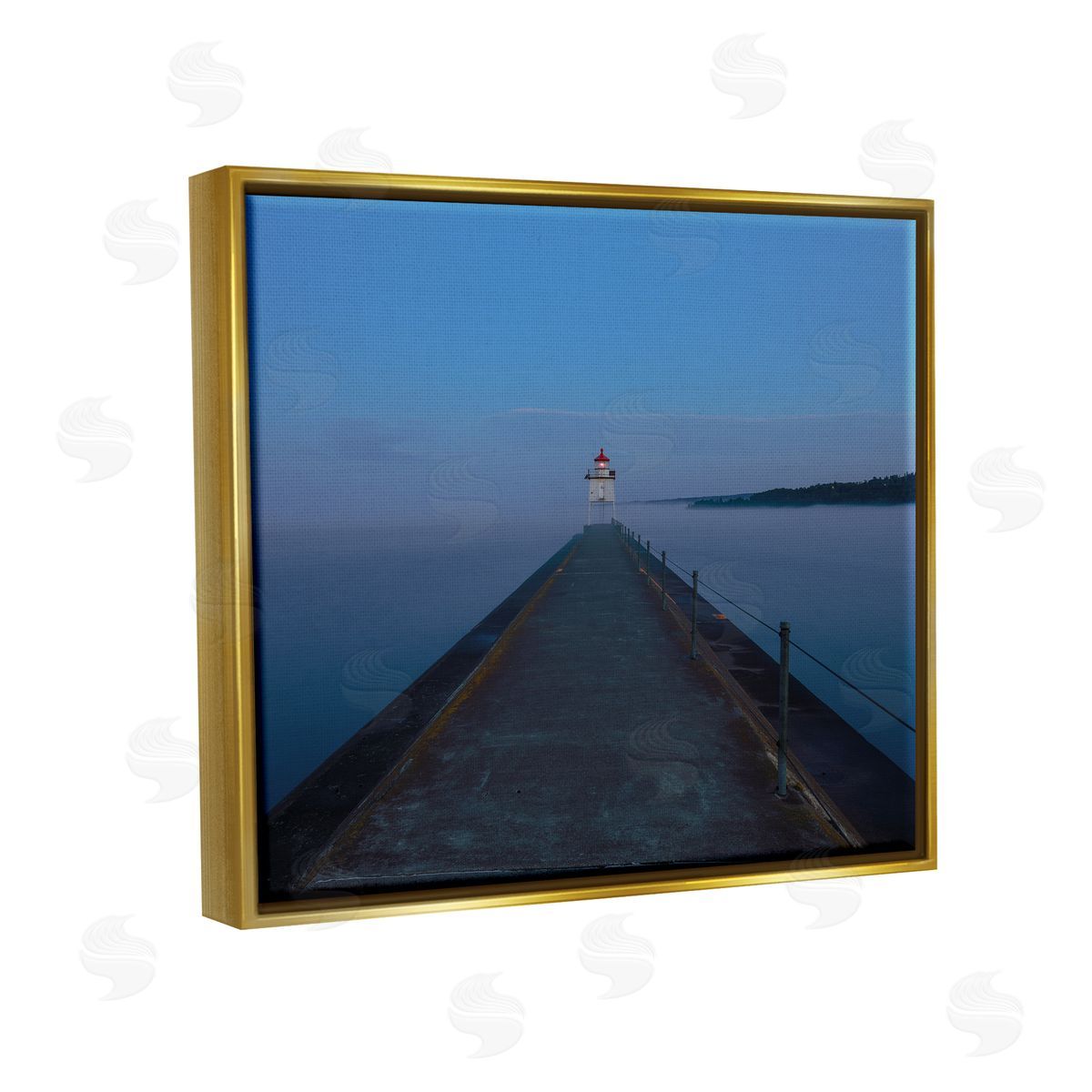 Daniel Sproul Lighthouse at Night Gold Floater Frame Canvas Artside_