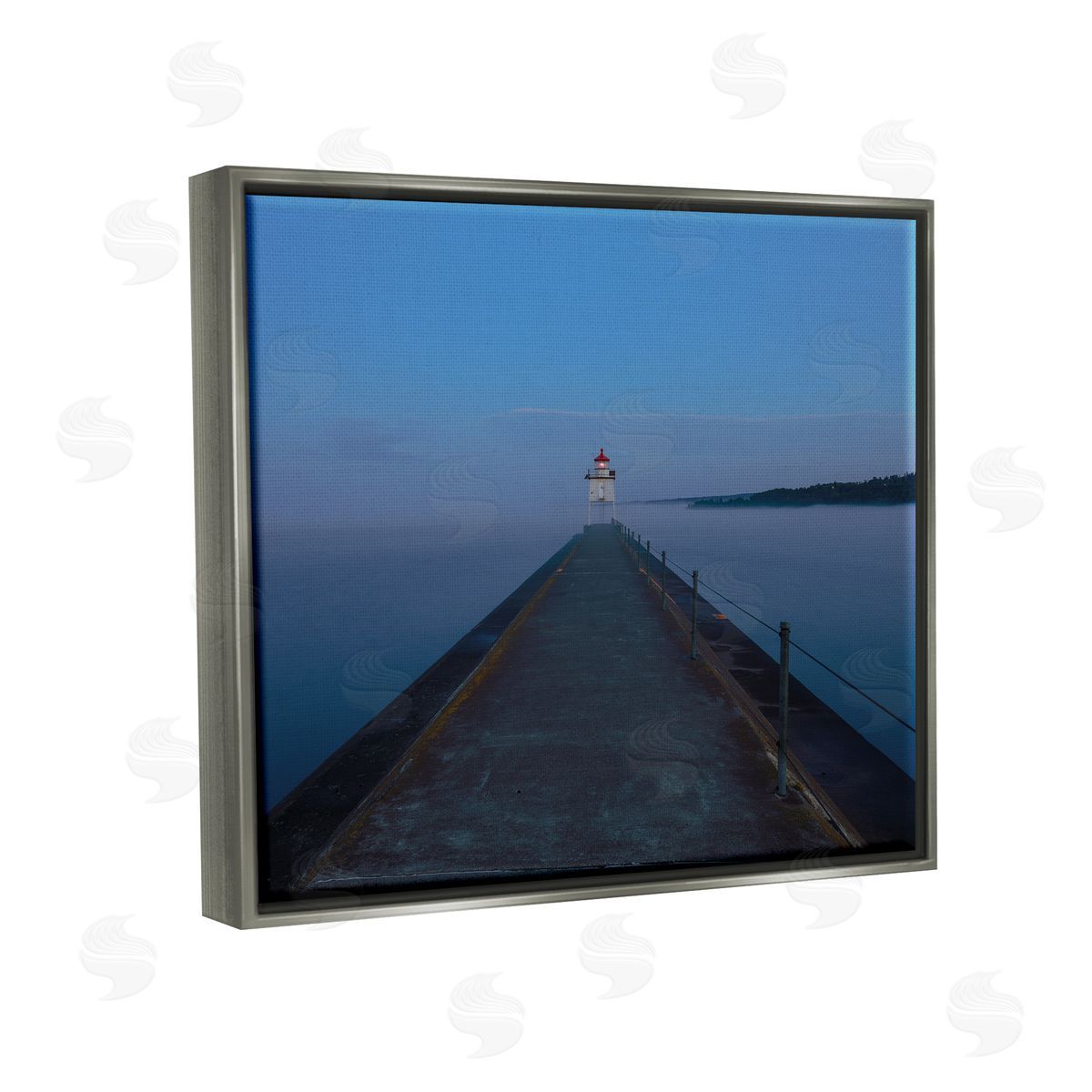 Daniel Sproul Lighthouse at Night Gray Floater Frame Canvas Artside_