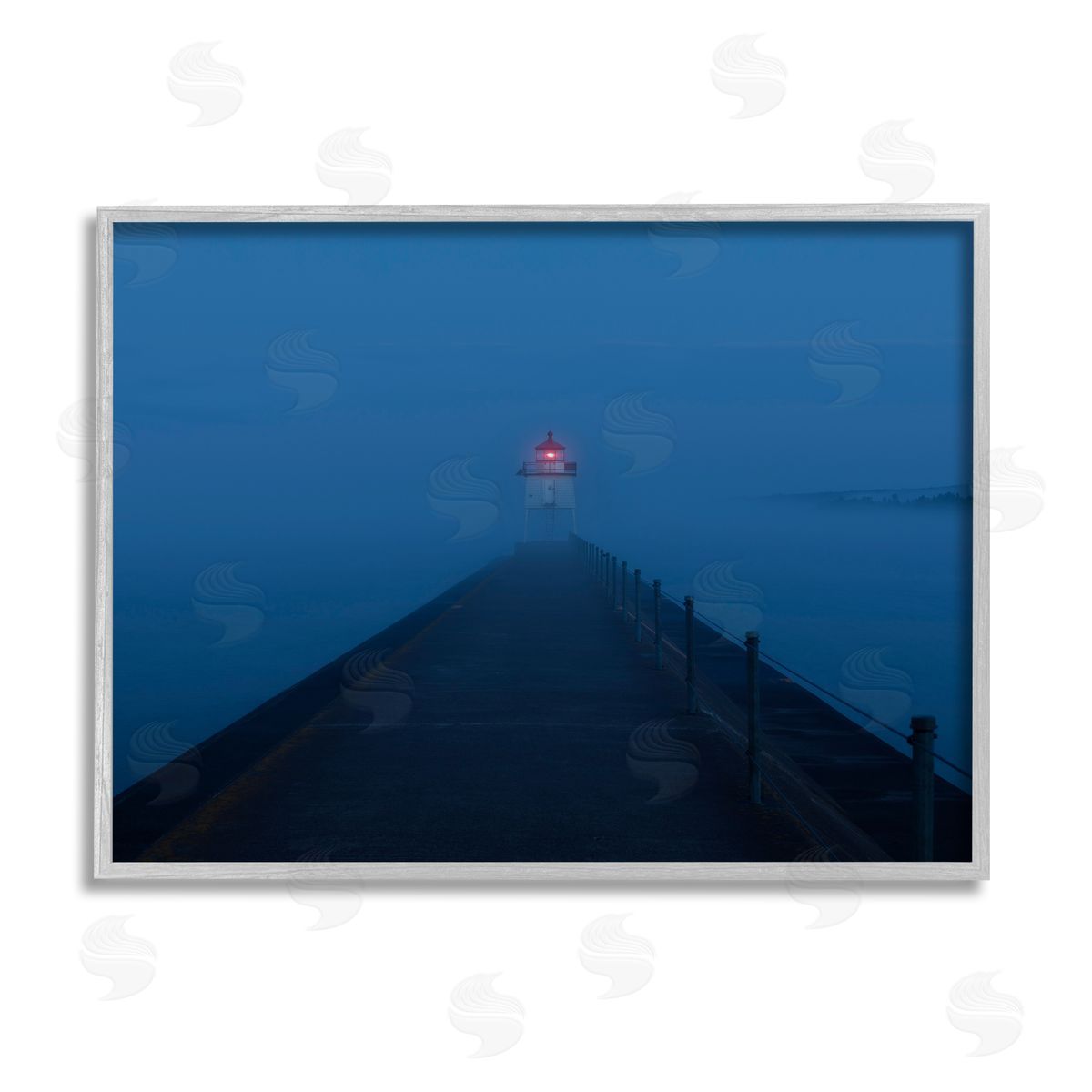 Daniel Sproul Foggy Lighthouse Dock Gray Framed Giclee Wall Artside_