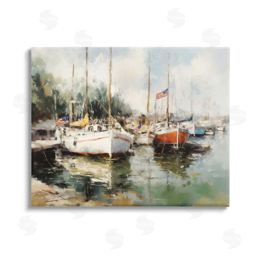 Ziwei Li Americana Boat Harbor Canvas Wall Art