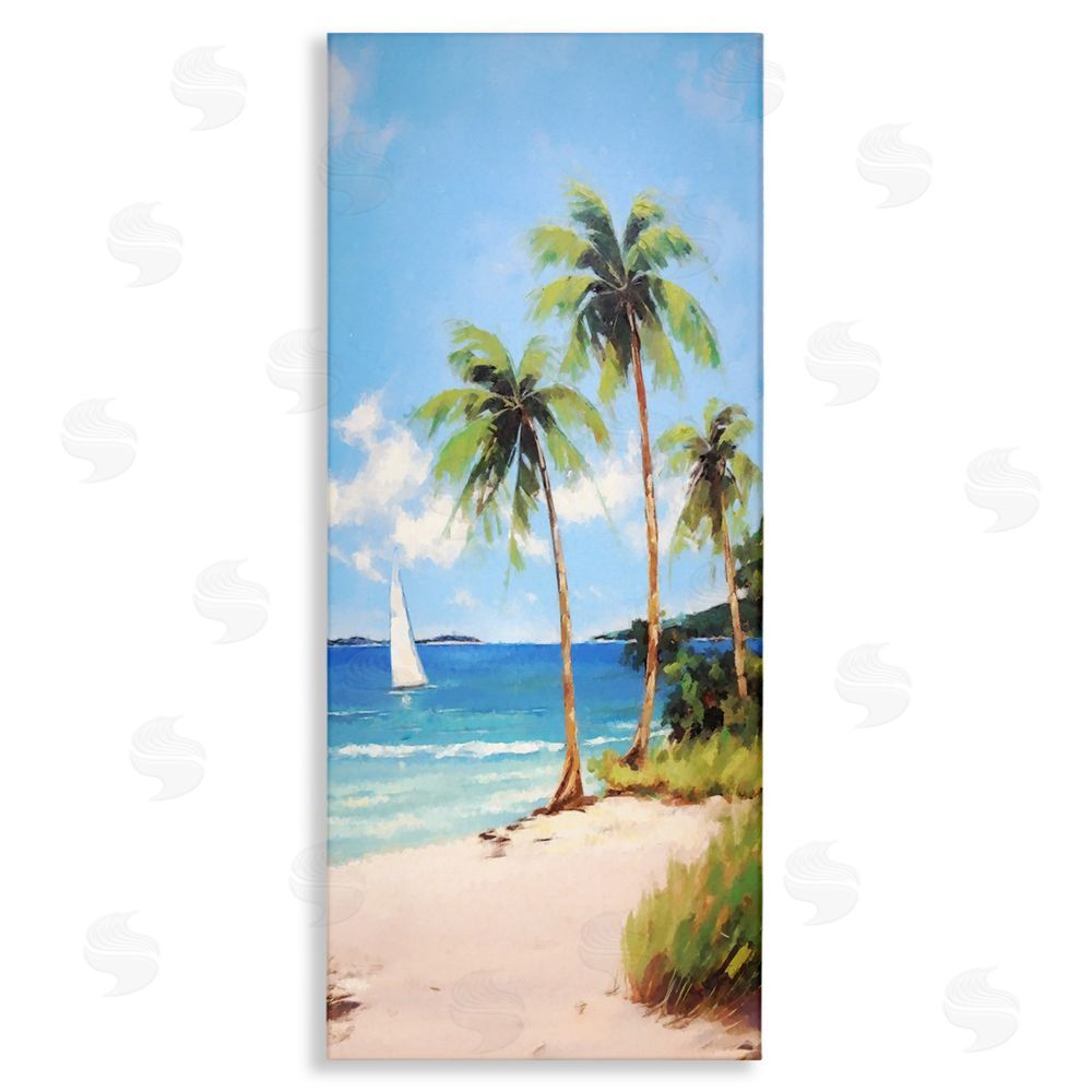 Ziwei Li Palm Trees & Sailboat Canvas Wall Art Print