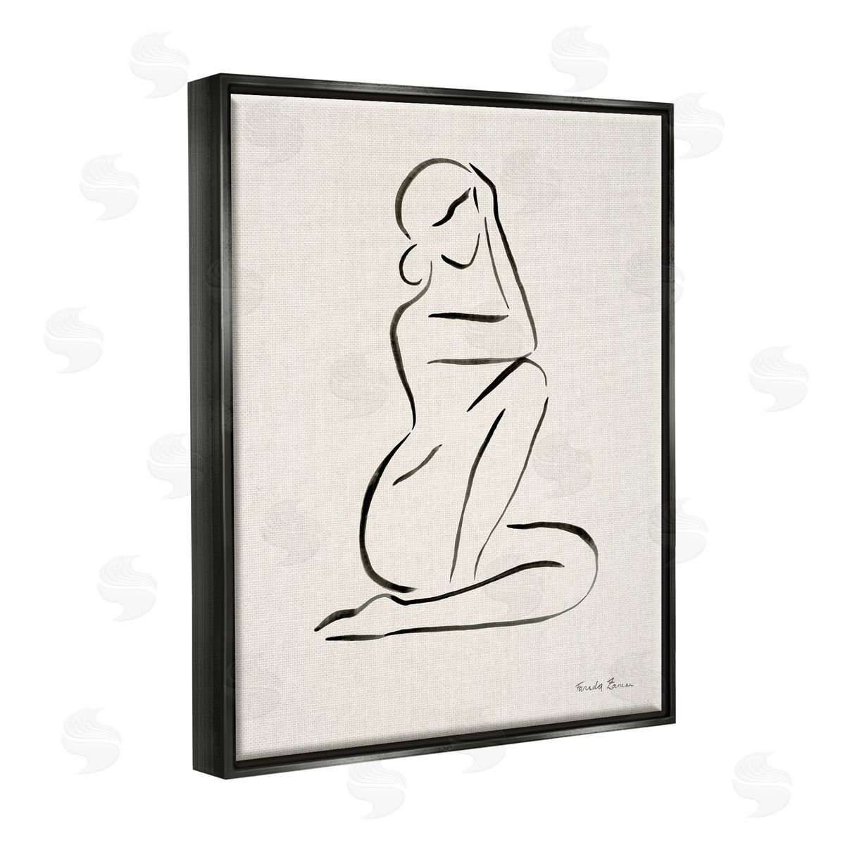 Farida Zaman Minimal Nude Woman Black Floater Frame Canvas Artside_