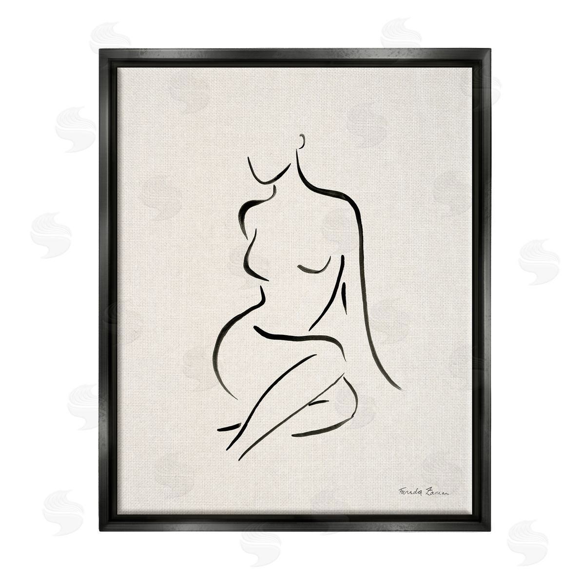 Farida Zaman Minimal Nude Outline Black Floater Frame Canvas Artside_