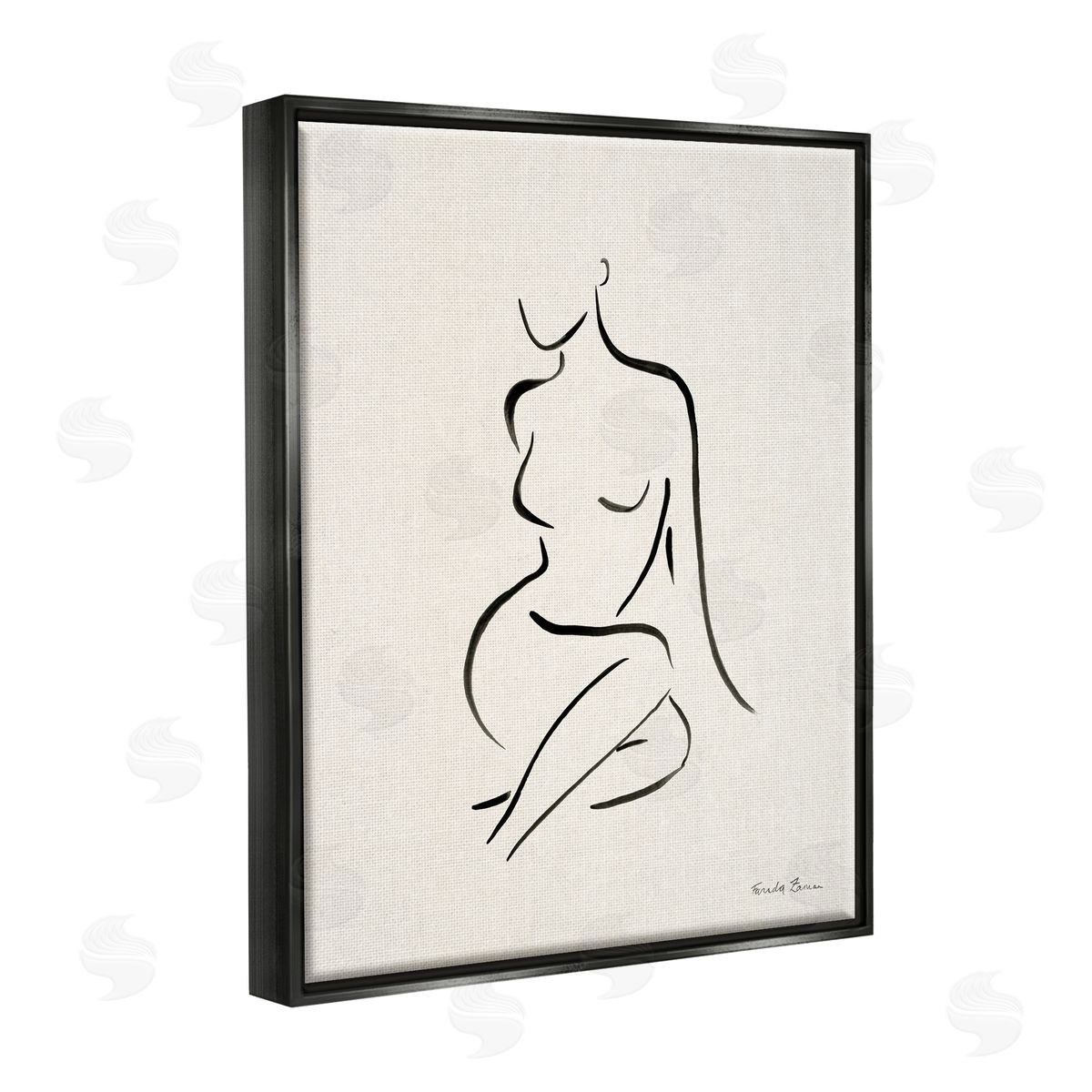 Farida Zaman Minimal Nude Outline Black Floater Frame Canvas Artside_