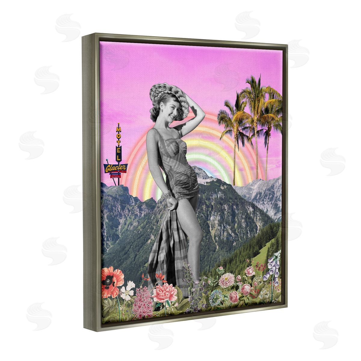 Regina Moore Summer Woman & Flowers Gray Floater Frame Canvas Artside_