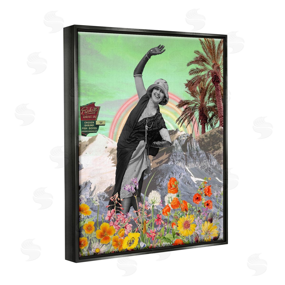 Regina Moore Vintage Floral Collage Black Floater Frame Canvas Artside_
