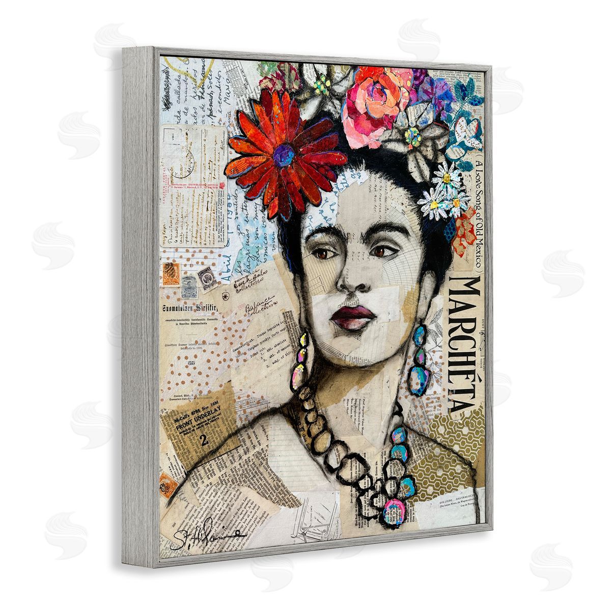 Elizabeth St. Hilaire Fabulous Frida Kahlo Gray Framed Giclee Wall Artside_