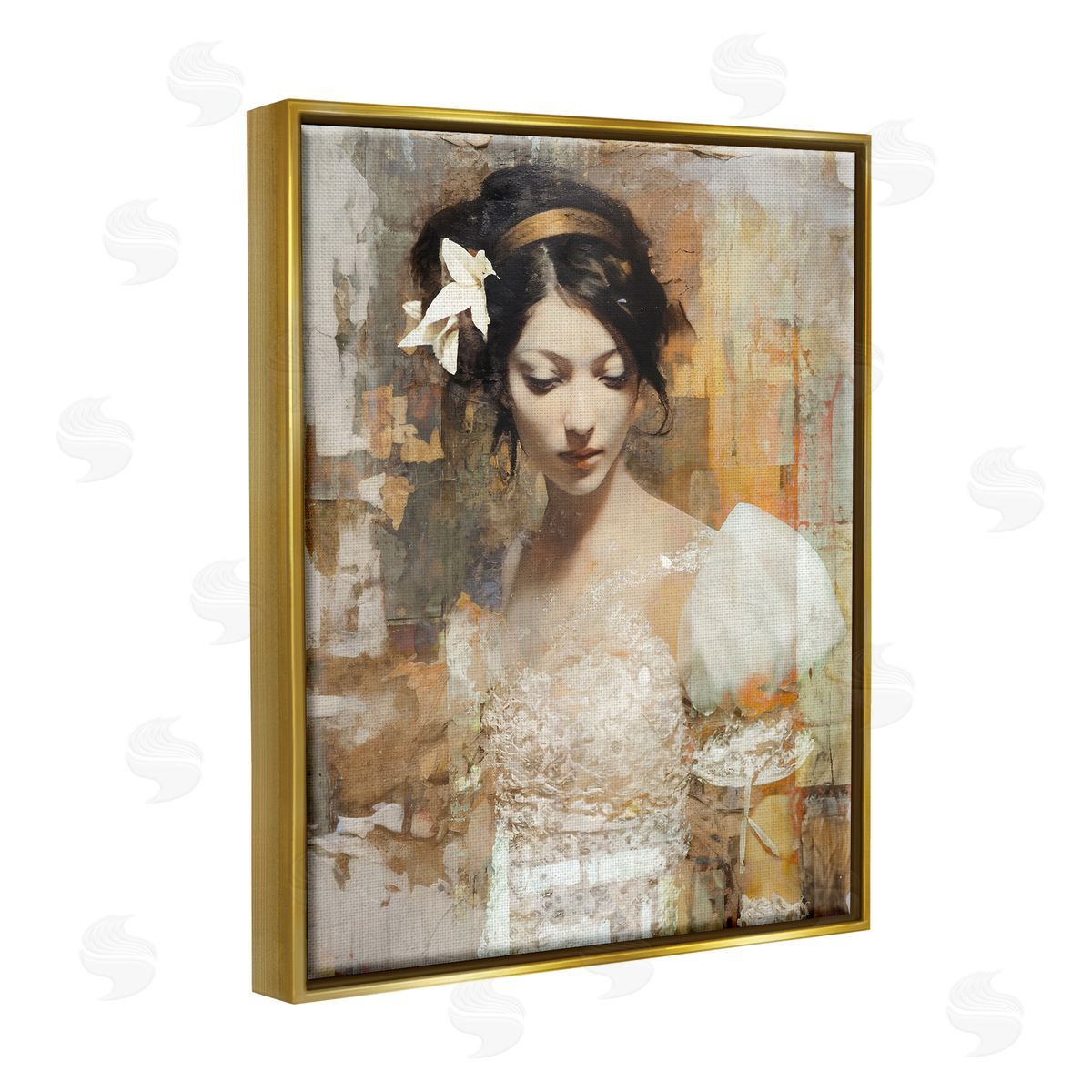 Enrico McGarrigle Abstract Bride Collage Gold Floater Frame Canvas Artside_