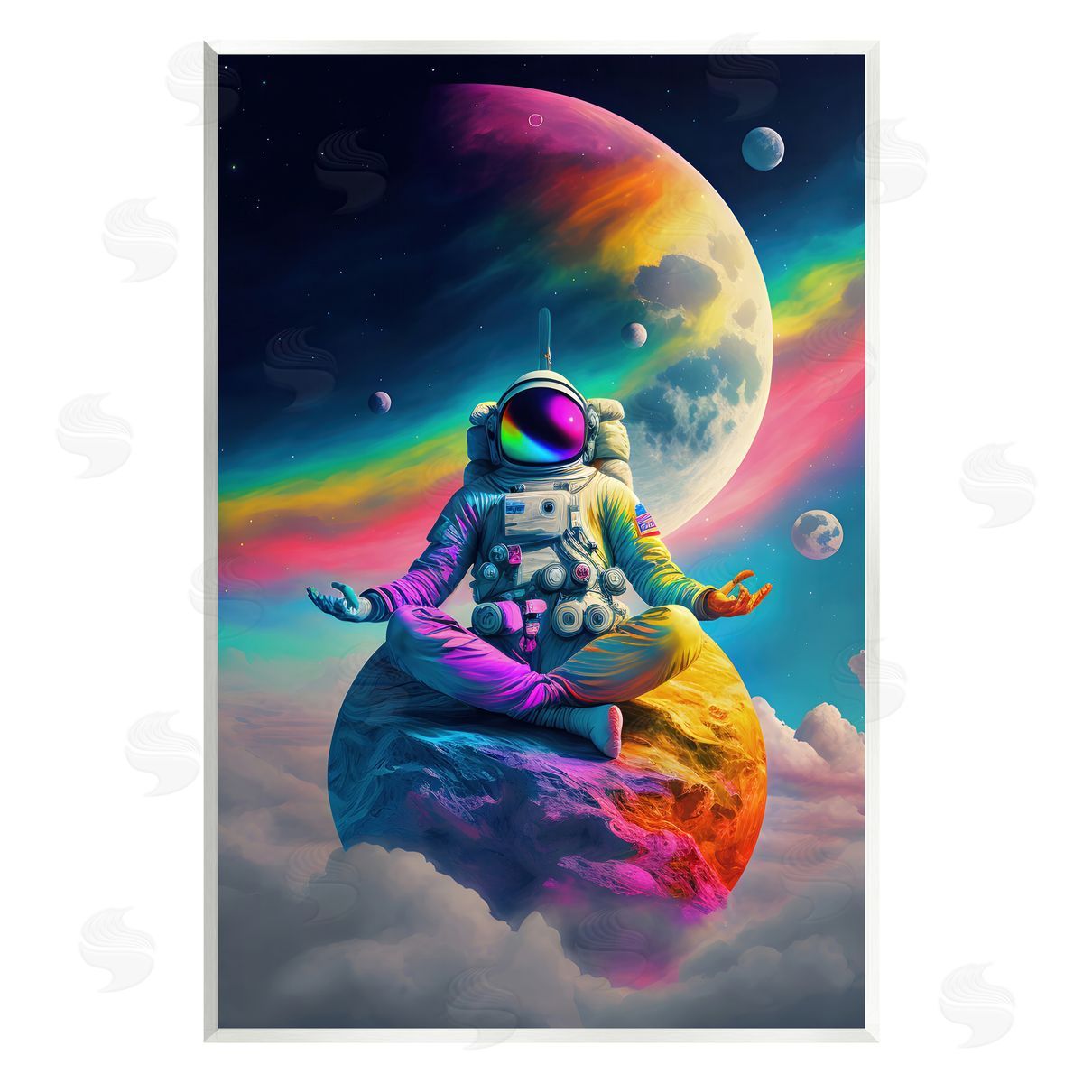 Spirit of the Rainbow | Astronaut Meditating on Moon