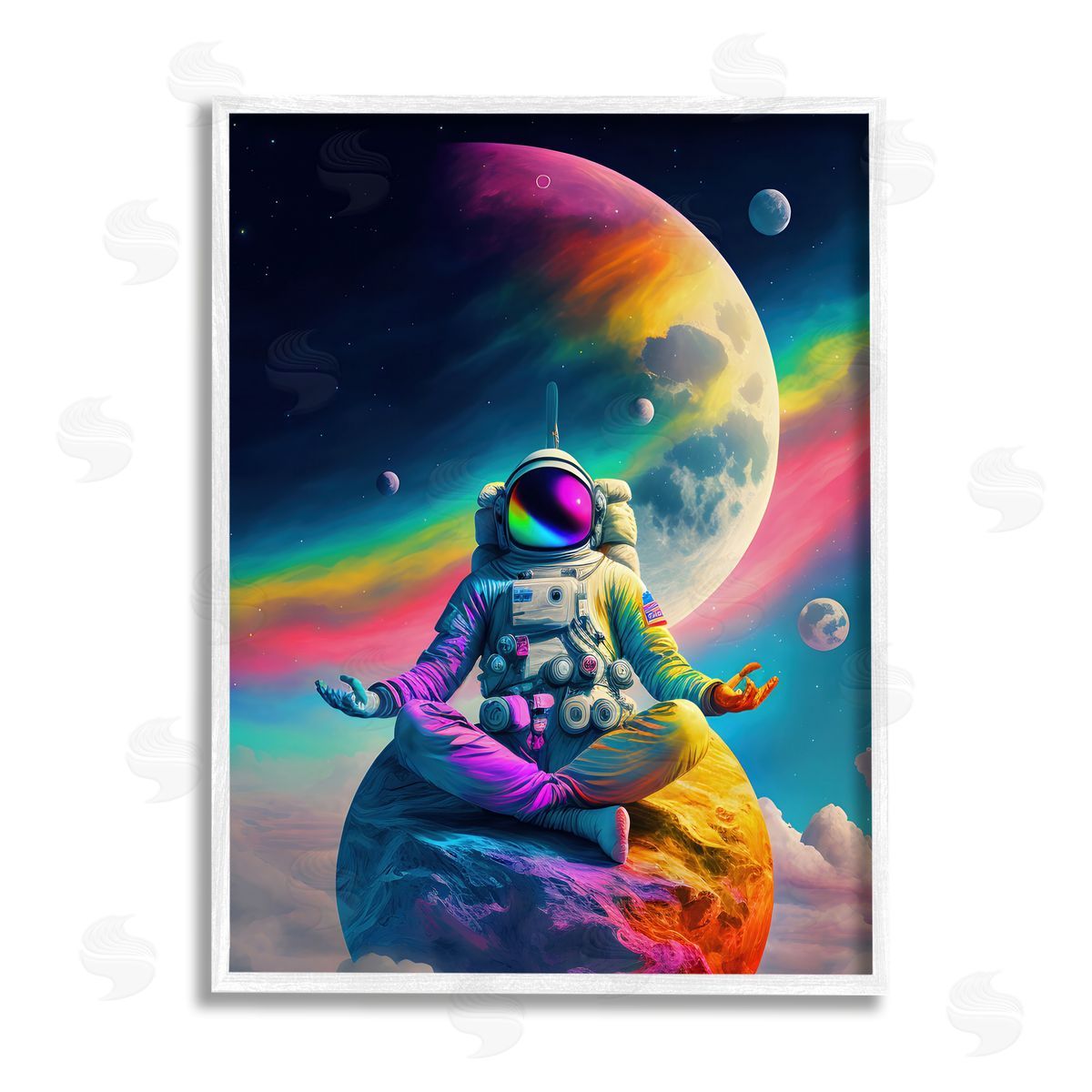 Spirit of the Rainbow | Astronaut Meditating on Moon