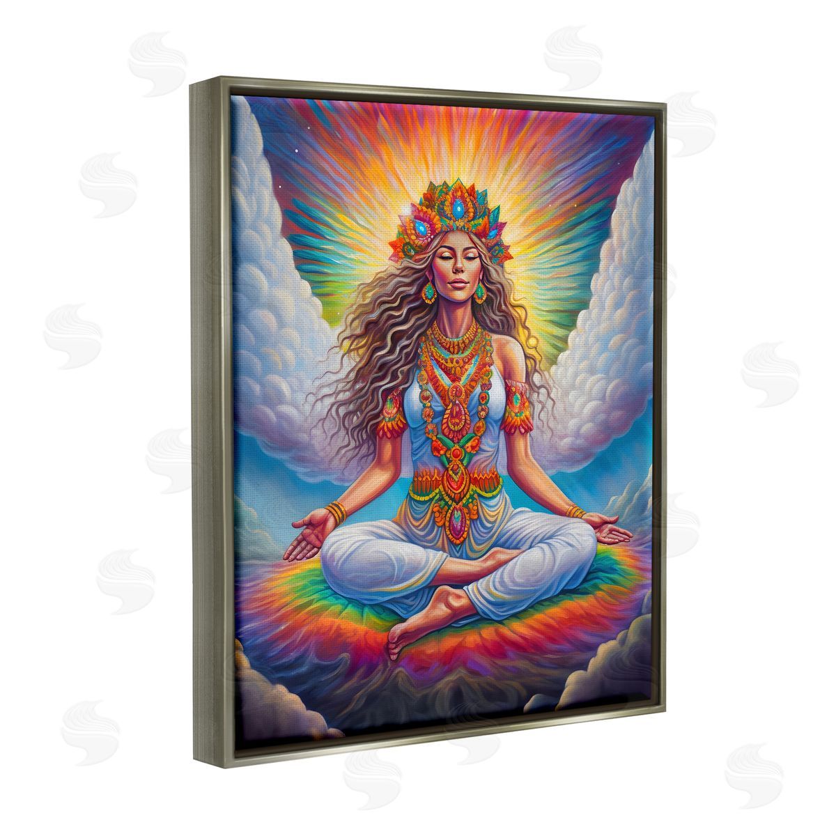 Spirit of the Rainbow Meditation Among Clouds Gray Floater Frame Canvas Artside_