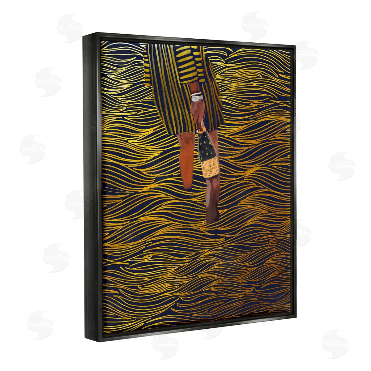 Amelia Noyes Patterned Girl with Champagne Black Floater Frame Canvas Artside_