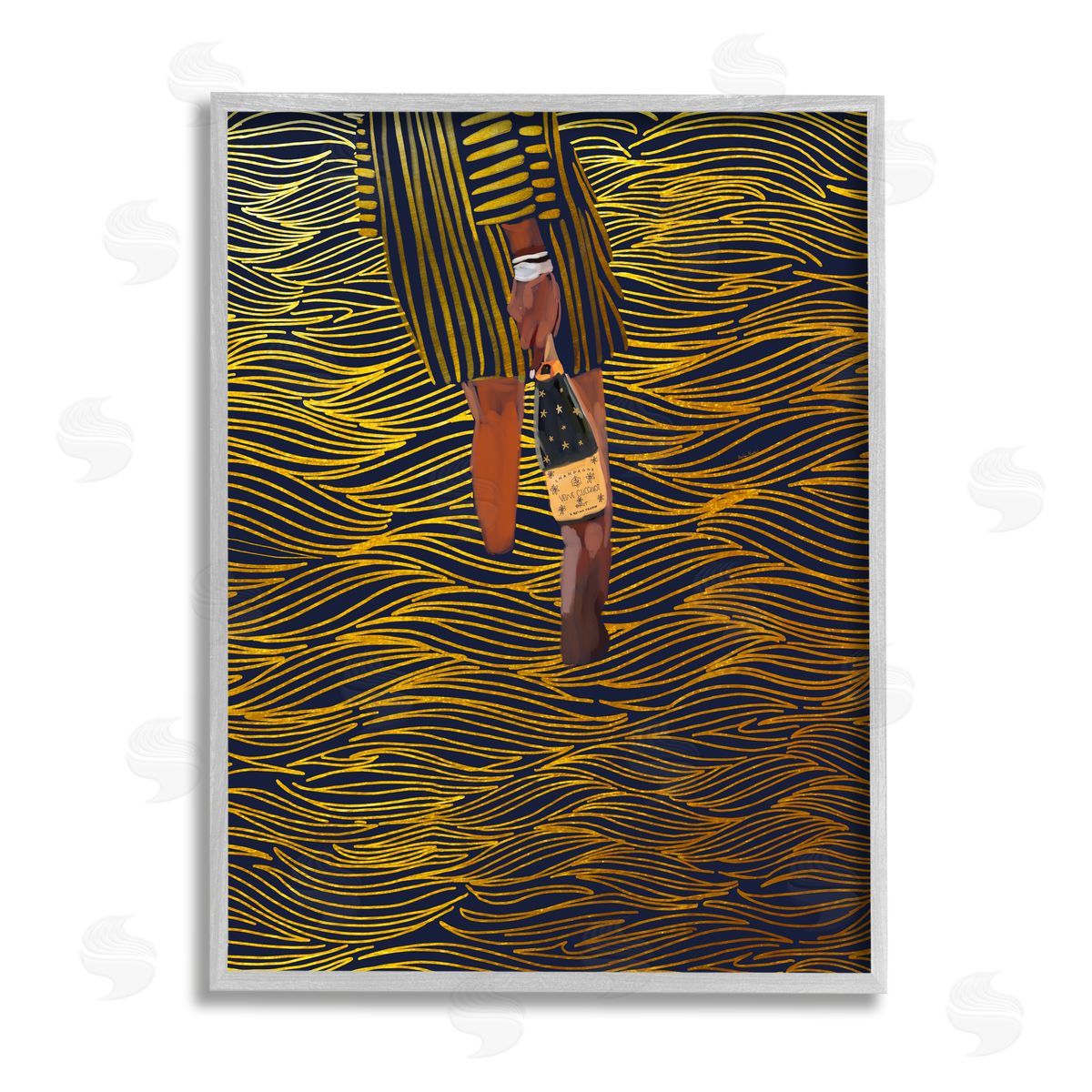 Amelia Noyes Patterned Girl with Champagne Gray Framed Giclee Wall Artside_