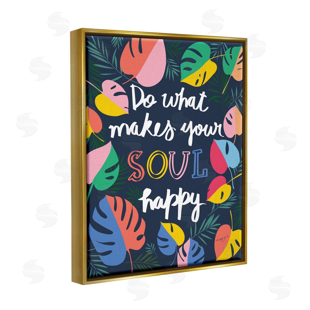 Pragya Kothari Happy Soul Phrase Gold Floater Frame Canvas Artside_