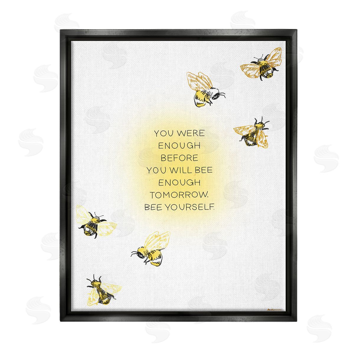 Amelia Noyes Bee Yourself Phrase Black Floater Frame Canvas Artside_