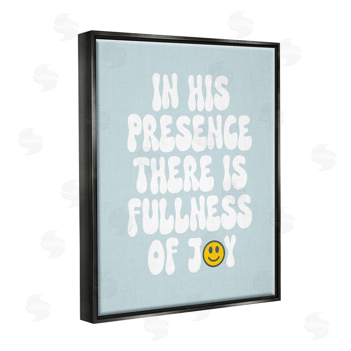 Stupell Studio Blue Religious Phrase  Black Floater Frame Canvas Artside_
