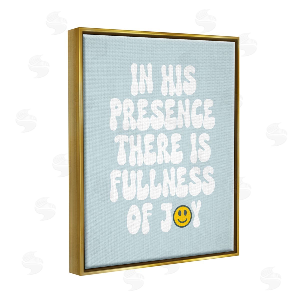 Stupell Studio Blue Religious Phrase  Gold Floater Frame Canvas Artside_