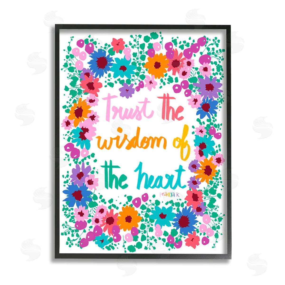 Pragya Kothari Wisdom of Heart Phrase Black Framed Giclee Wall Artside_