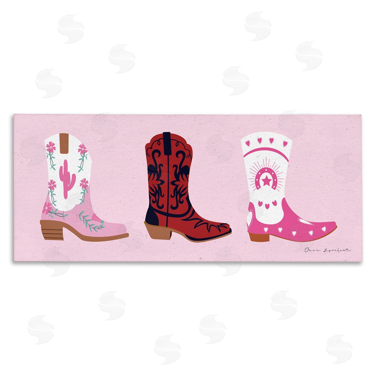 Various Cowgirl Boots Canvas Wall Art, Home Decor by Omar Escalante