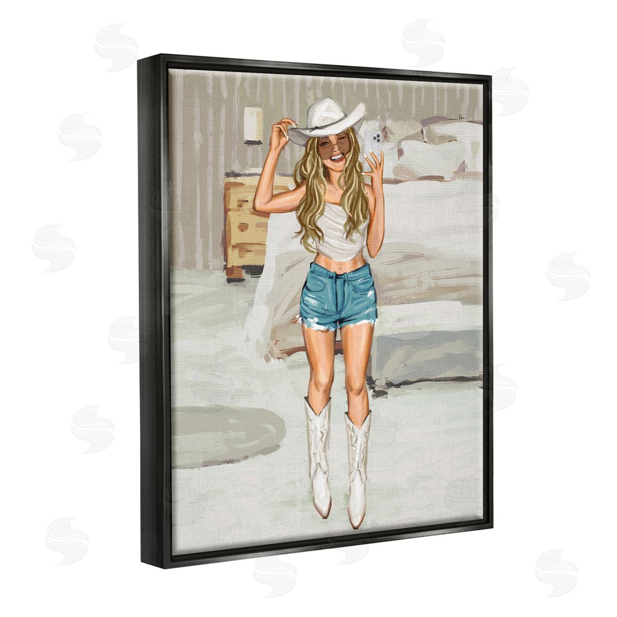 Ziwei Li Cowgirl Selfie Portrait Black Floater Frame Canvas Artside_