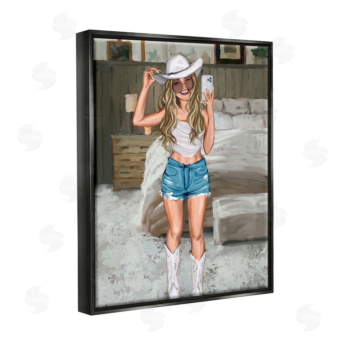 Ziwei Li Cowgirl Glam Selfie Black Floater Frame Canvas Artside_