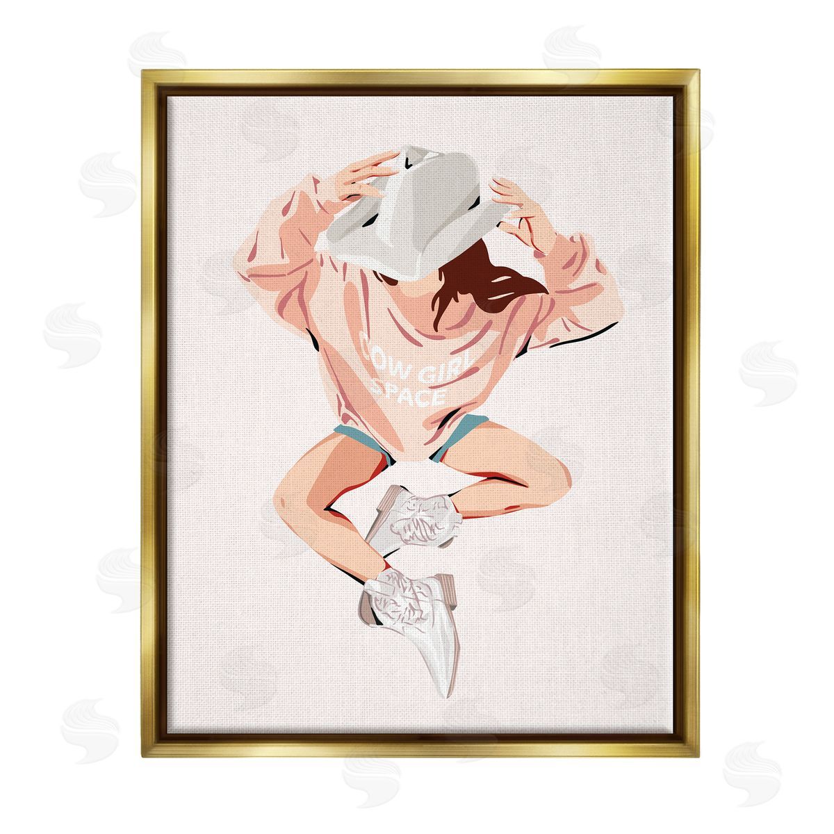 Ziwei Li Cowgirl Space Girl Gold Floater Frame Canvas Artside_