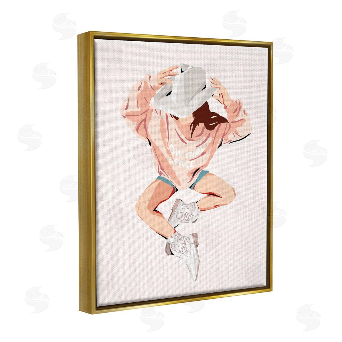 Ziwei Li Cowgirl Space Girl Gold Floater Frame Canvas Artside_