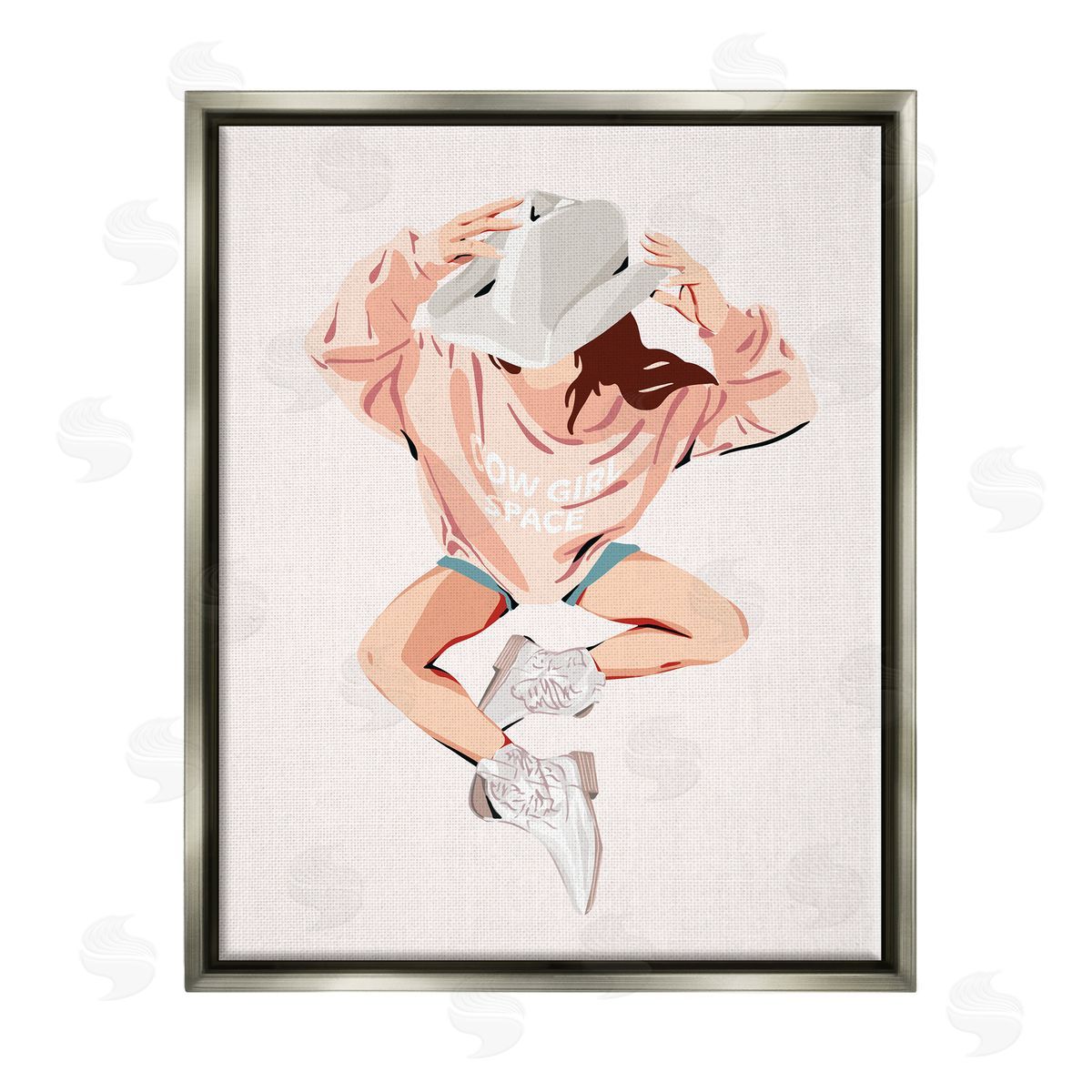 Ziwei Li Cowgirl Space Girl Gray Floater Frame Canvas Artside_