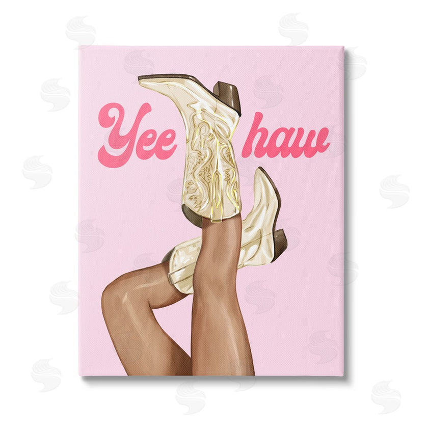 Ziwei Li Yeehaw Cowgirl Boots Canvas Wall Art