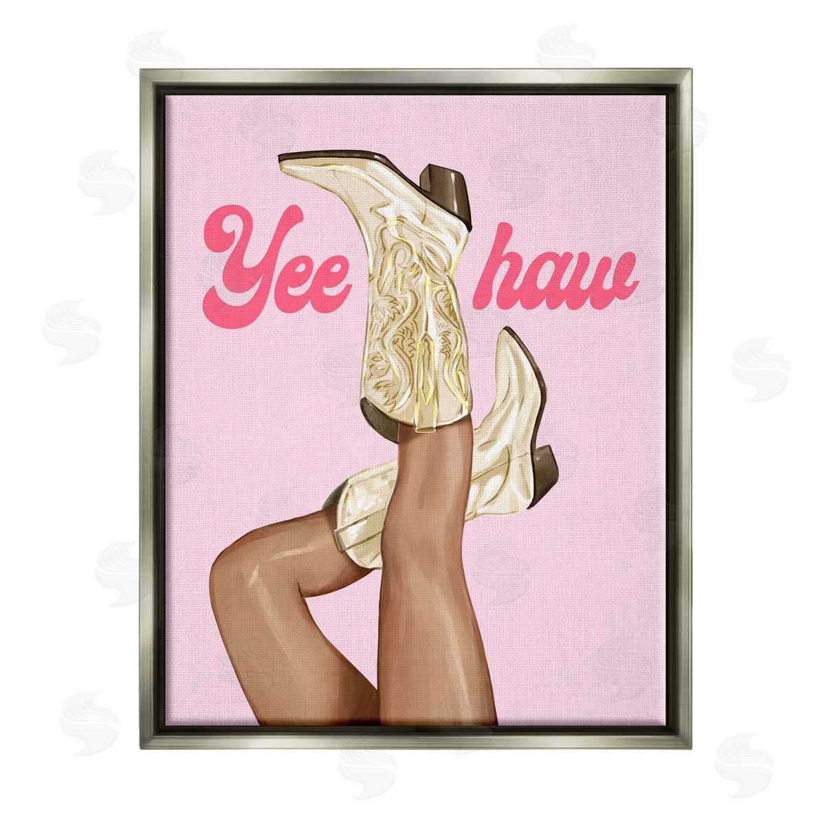 Ziwei Li Yeehaw Cowgirl Boots Gray Floater Frame Canvas Artside_