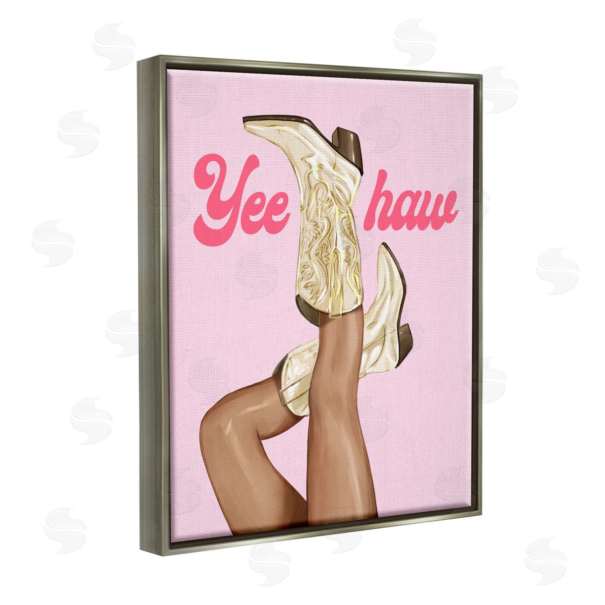 Ziwei Li Yeehaw Cowgirl Boots Gray Floater Frame Canvas Artside_