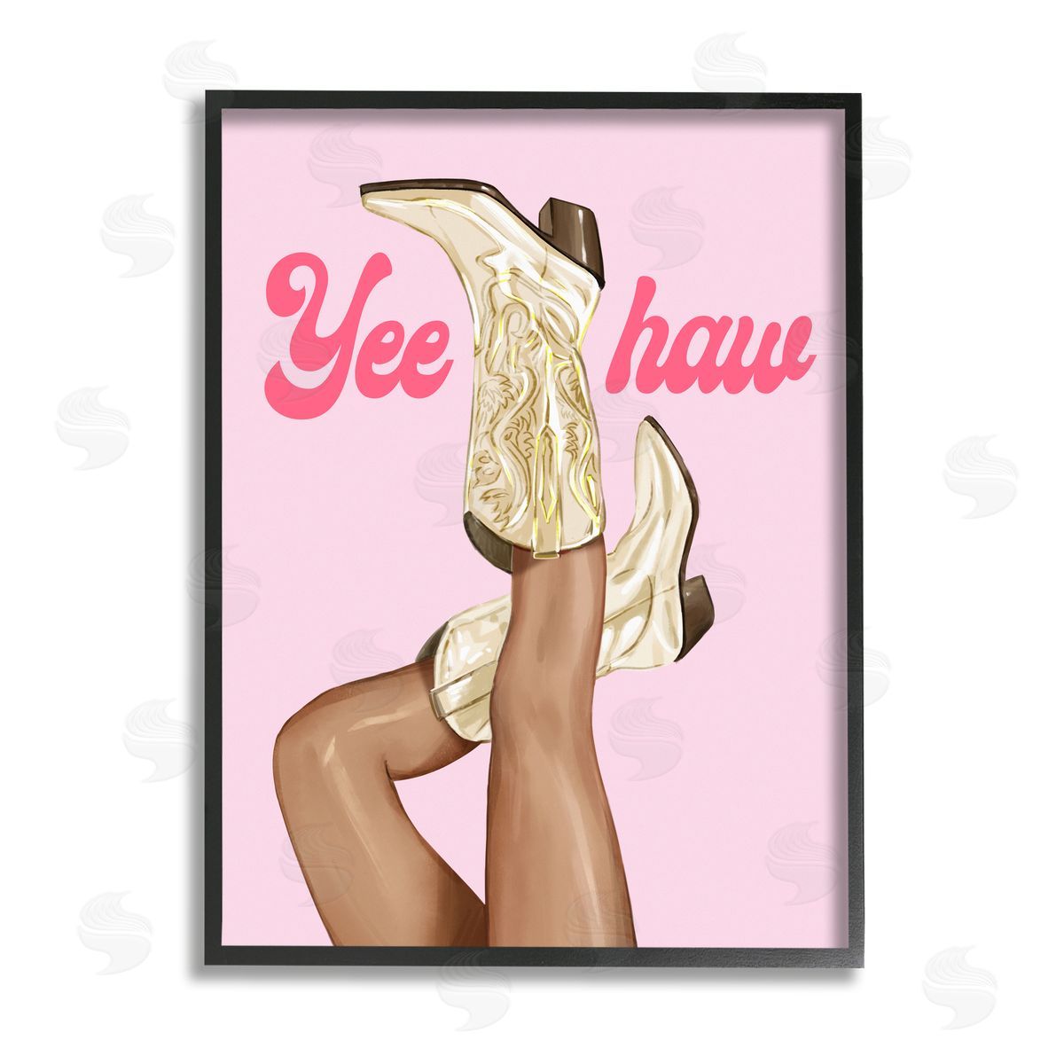 Ziwei Li Yeehaw Cowgirl Boots Black Framed Giclee Wall Artside_