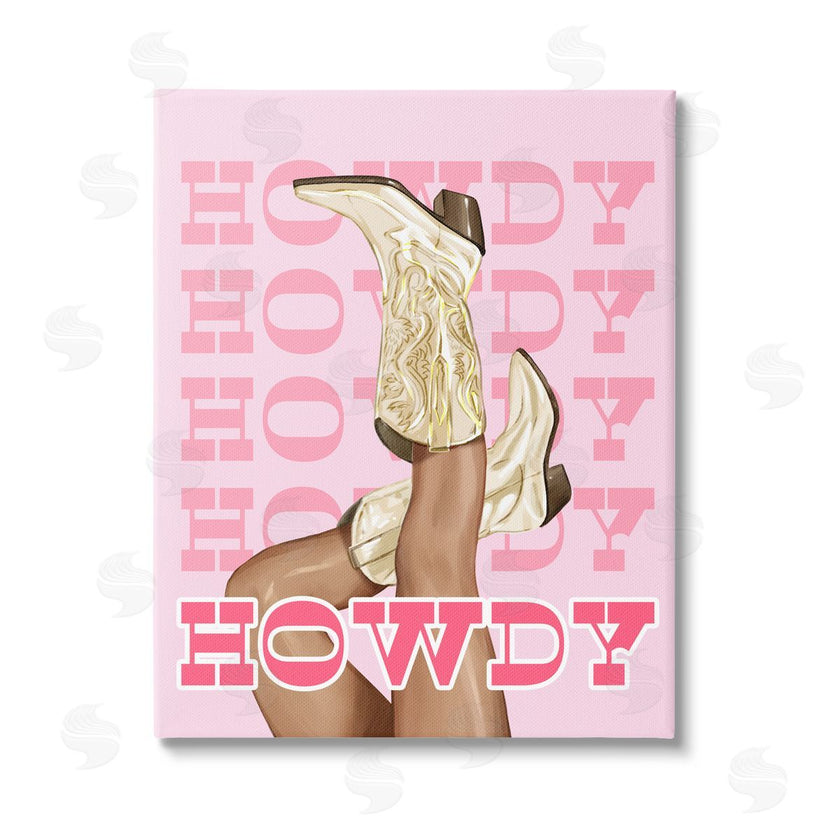 Ziwei Li Howdy Cowgirl Boots Canvas Wall Art