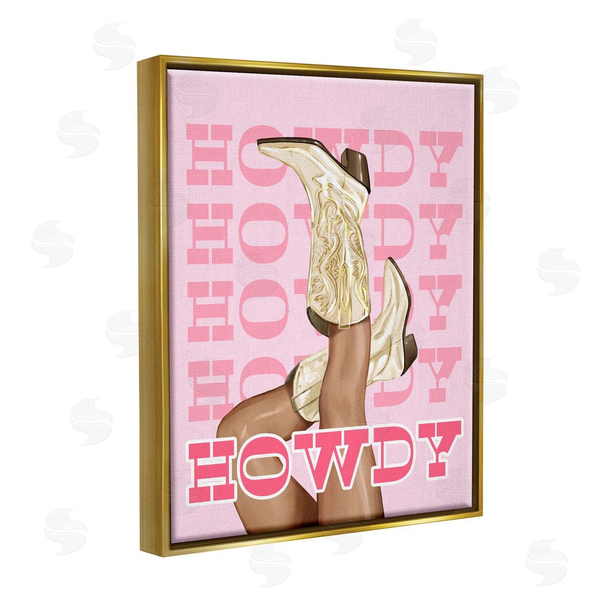Ziwei Li Howdy Cowgirl Boots Gold Floater Frame Canvas Artside_