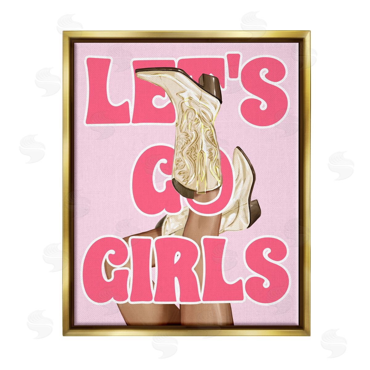 Ziwei Li Let's Go Girls Cowgirl Gold Floater Frame Canvas Artside_
