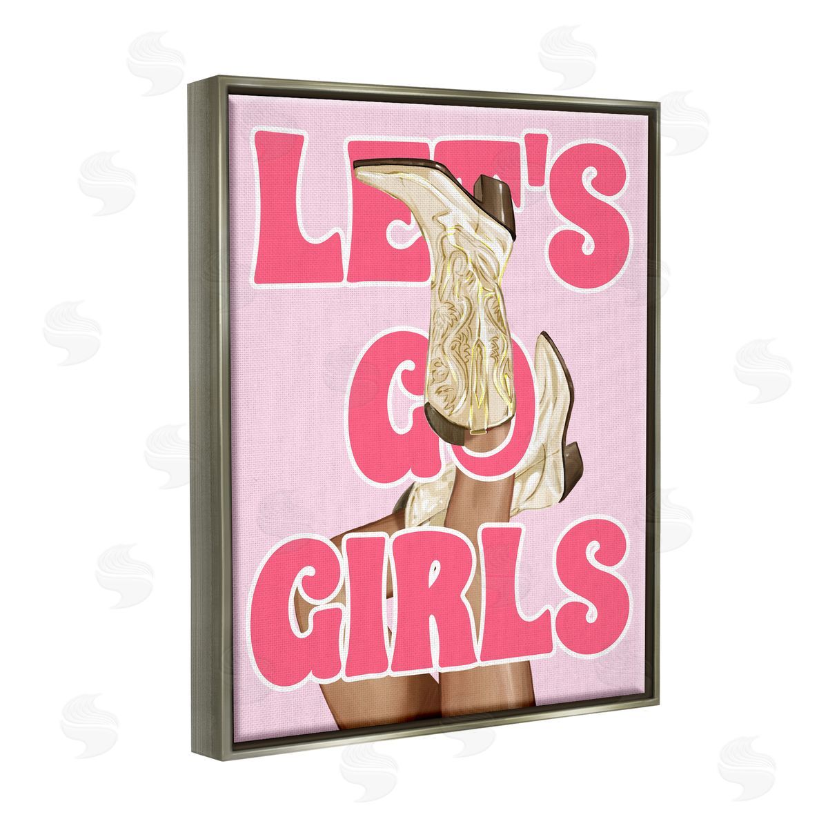 Ziwei Li Let's Go Girls Cowgirl Gray Floater Frame Canvas Artside_